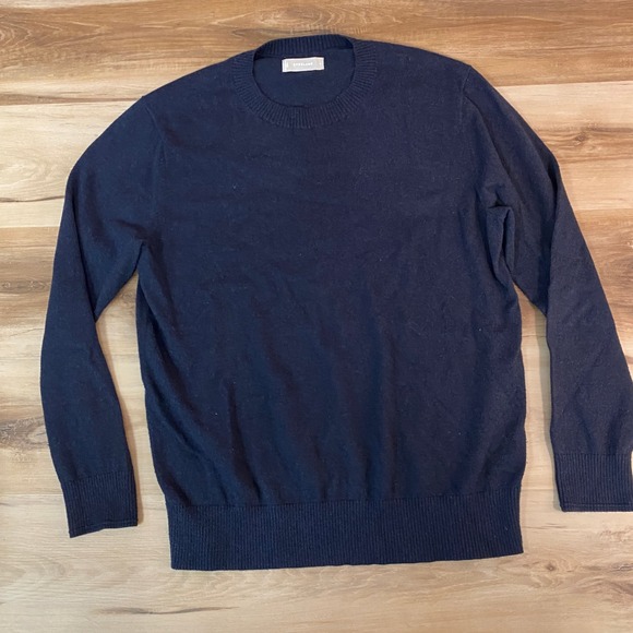 Everlane Sweater Mens Large Navy Blue Cotton Blend Crew Neck Long Sleeve - Picture 1 of 8